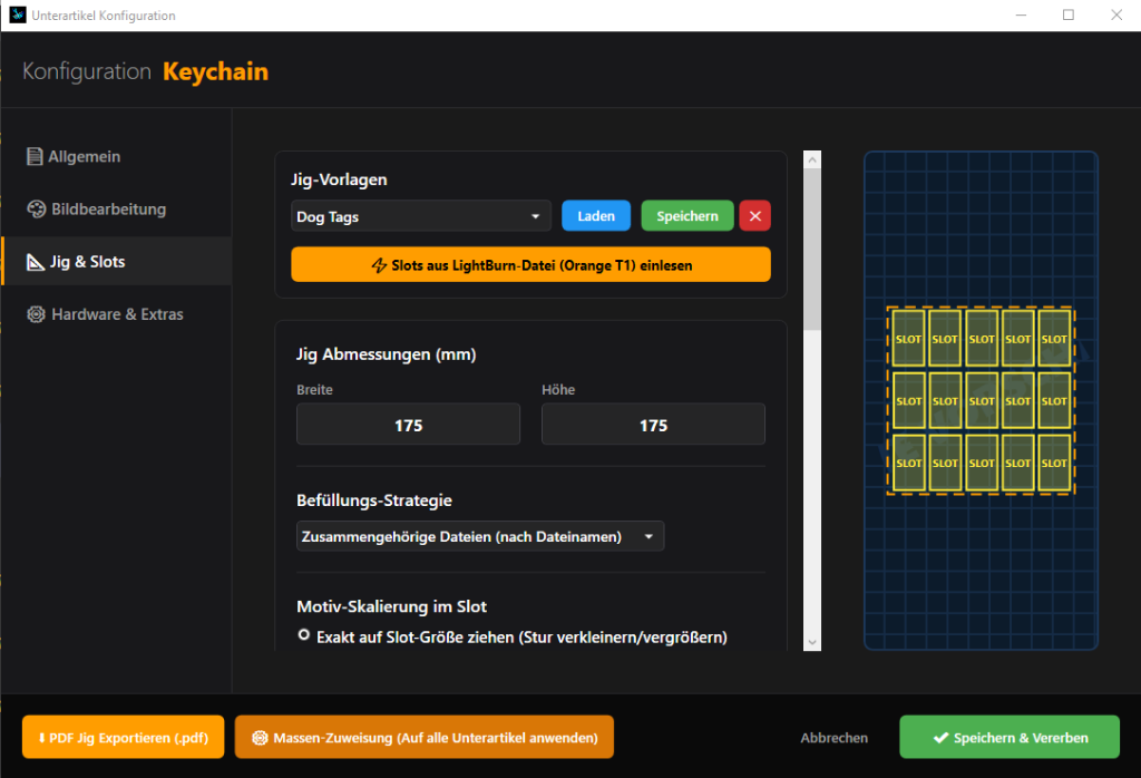 LaserLoop Jig-Schablonen Editor
